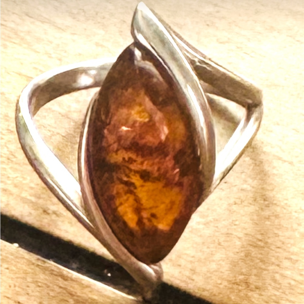 Baltic Amber Ring Sterling Silver size 6, jewelry women’s new